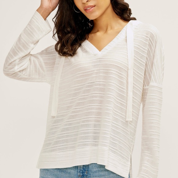 NWT Lightweight Hacci Hoodie Sweater White - Picture 2 of 10